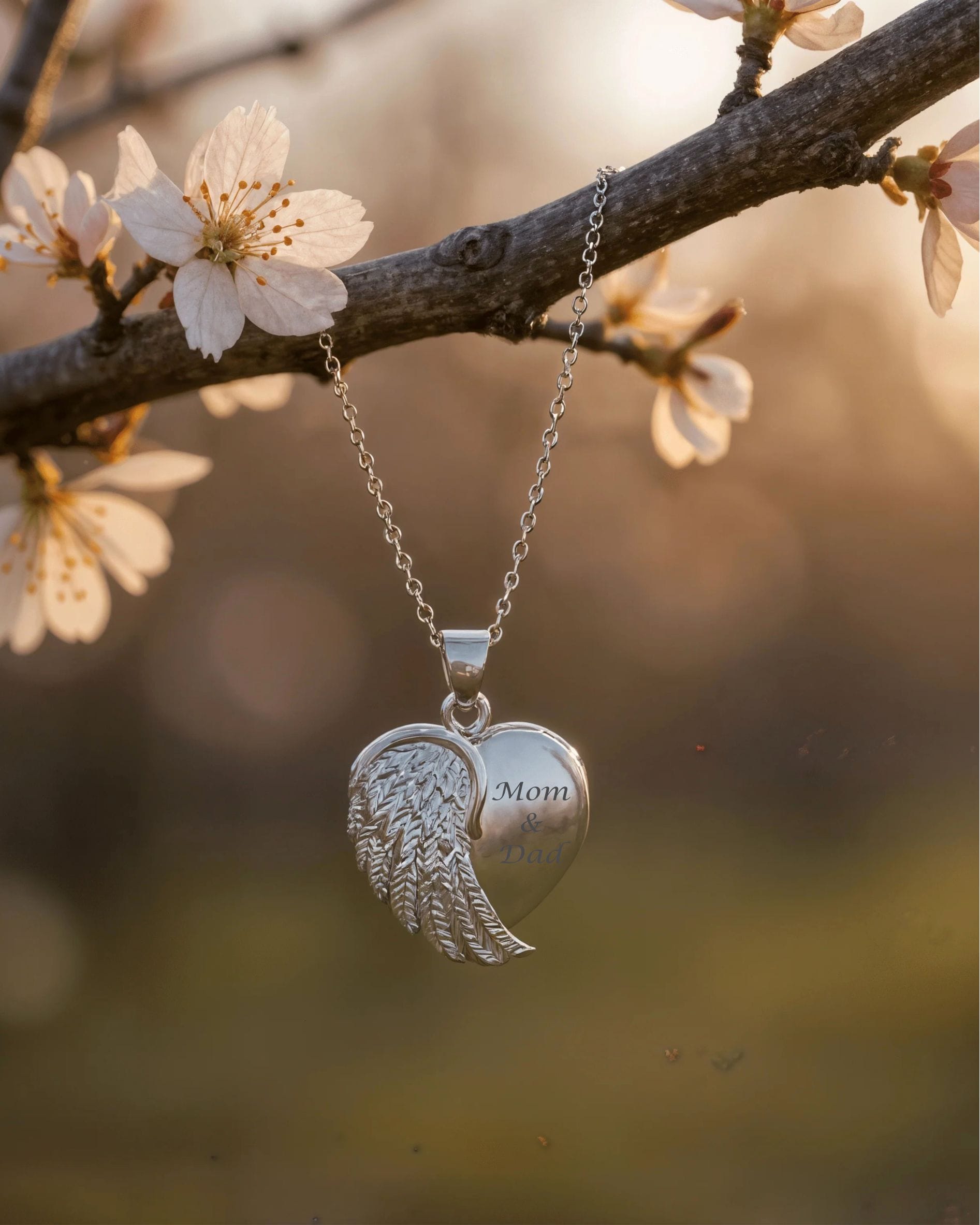 Cara Keepsakes Silver Locket Urns Silver Angel Wing Locket Urn