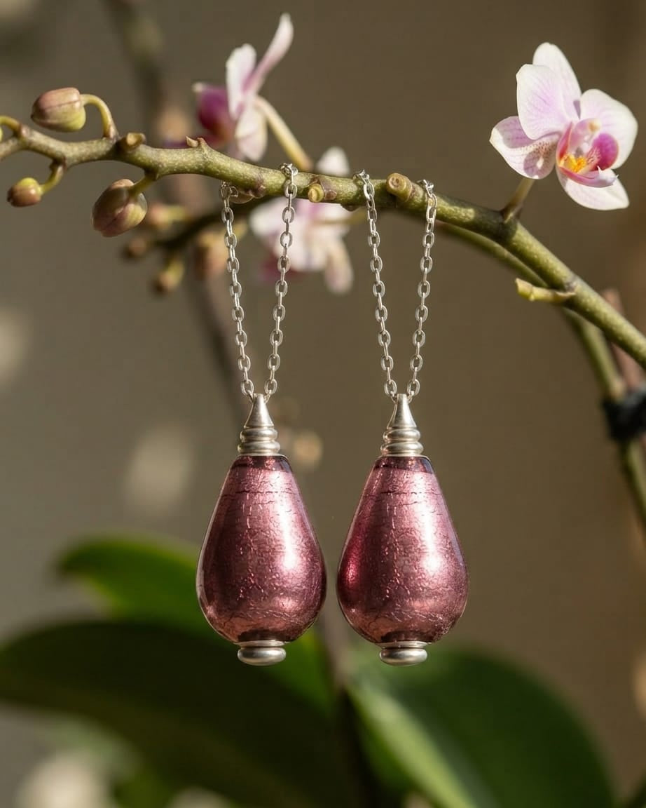 Cara Keepsakes Murano Glass Pendant Urns Murano Glass Pendant Urn - 'Orchid Mist'