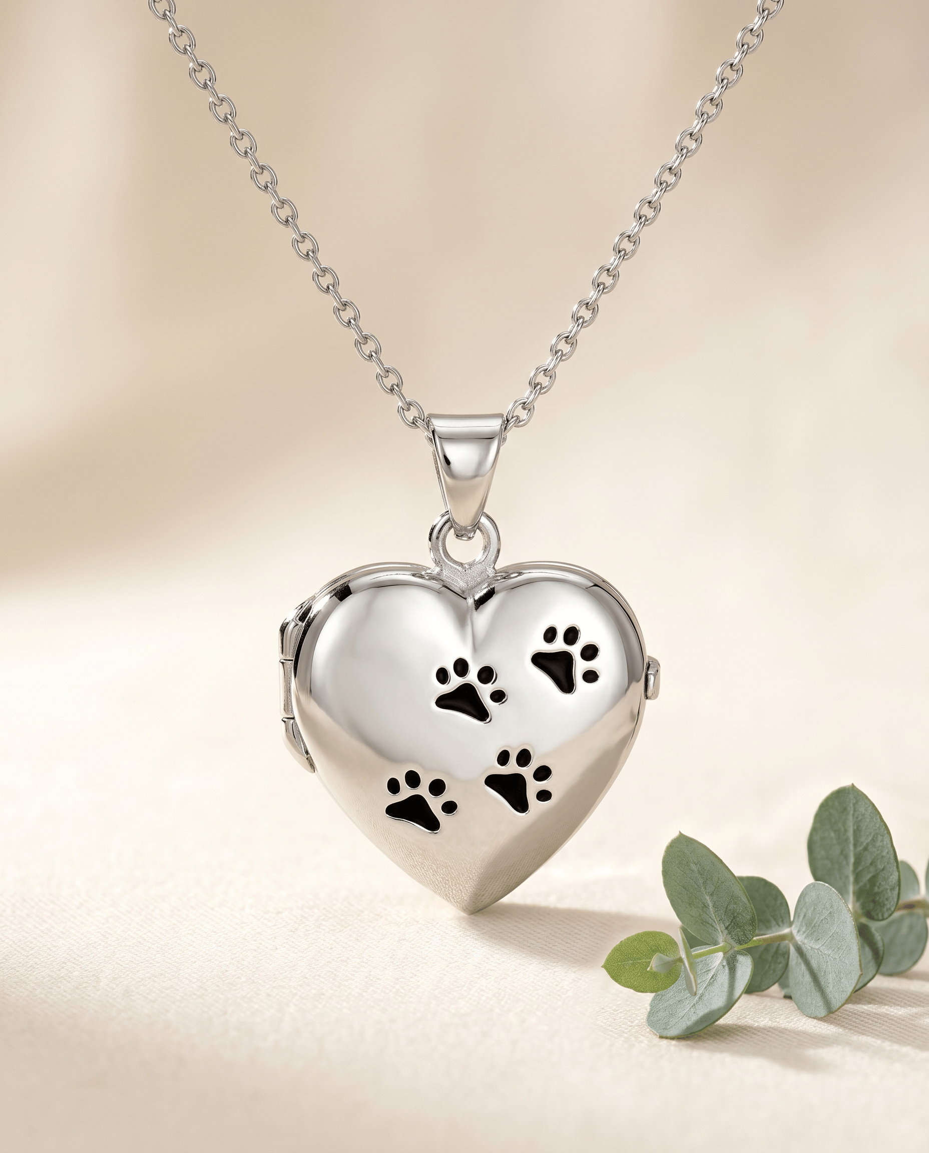 Cara Keepsakes Silver Locket Urns Paw Print Locket Urn