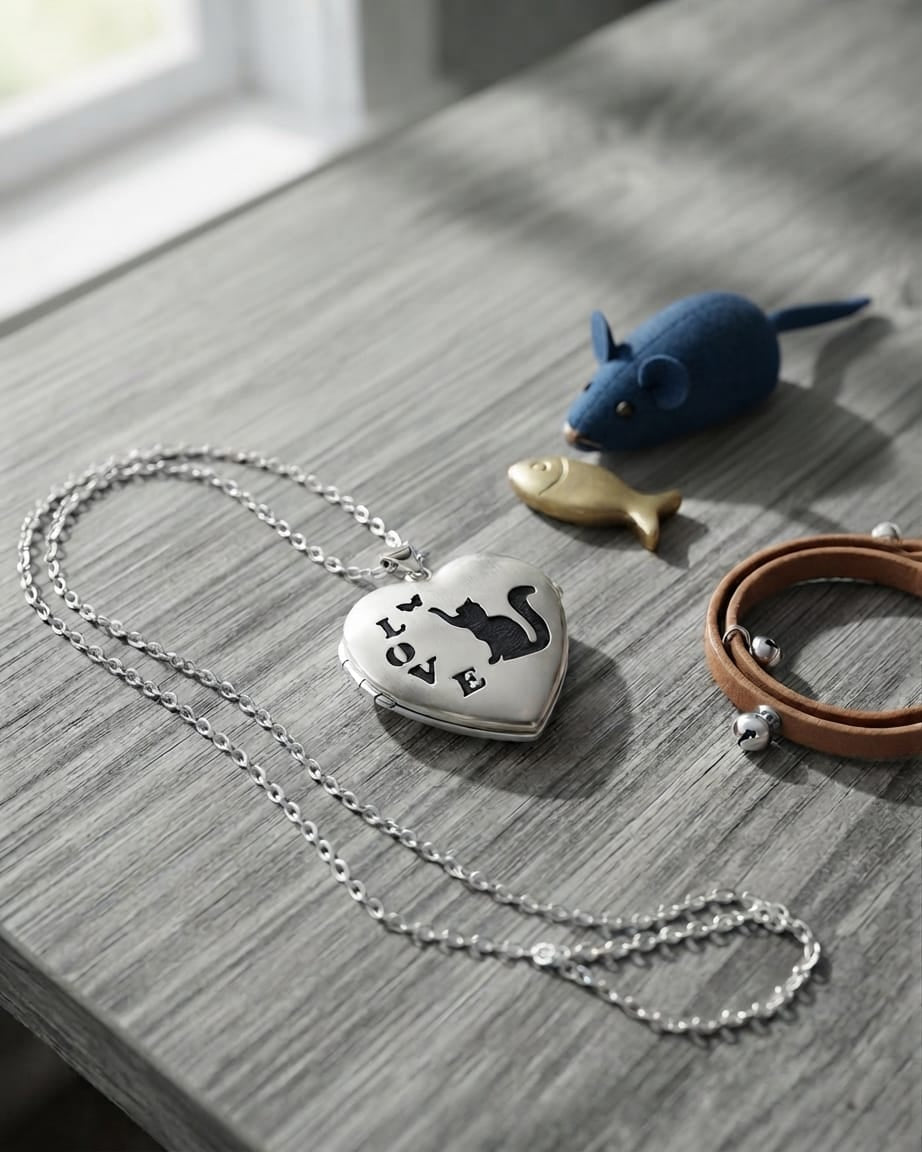 Cara Keepsakes Silver Locket Urns Cat Locket Urn