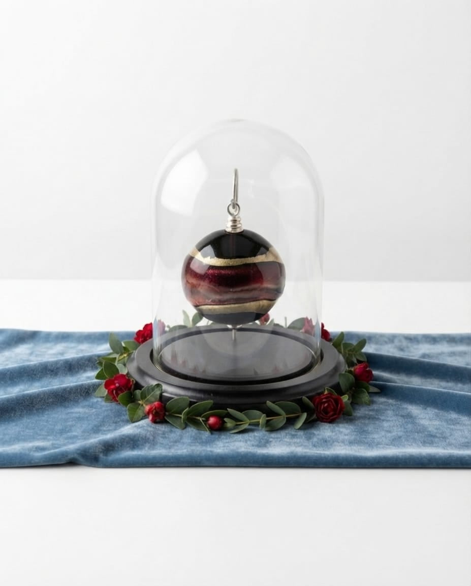 Cara Keepsakes Keepsake Urn Mini Urn with Glass Dome Keepsake Urn - "Gilded Dreams"