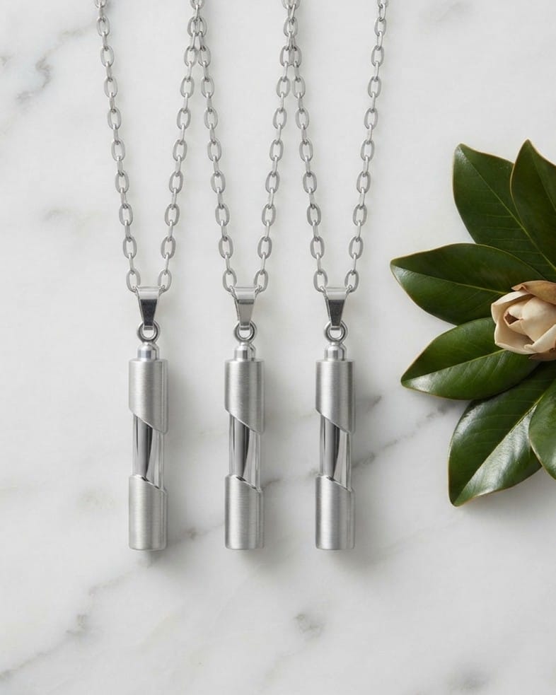 Cara Keepsakes Silver Pendant Urns Cylinder Pendant Urn