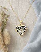Cara Keepsakes Gold Locket Urns Gold Filigree Heart Locket Urn (14K)