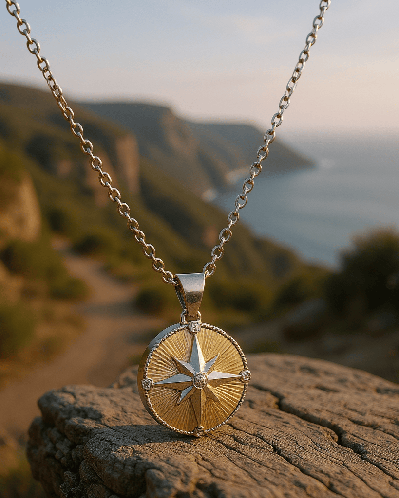 Cara Keepsakes Silver Pendant Urns Guiding Light Silver Compass Pendant Urn