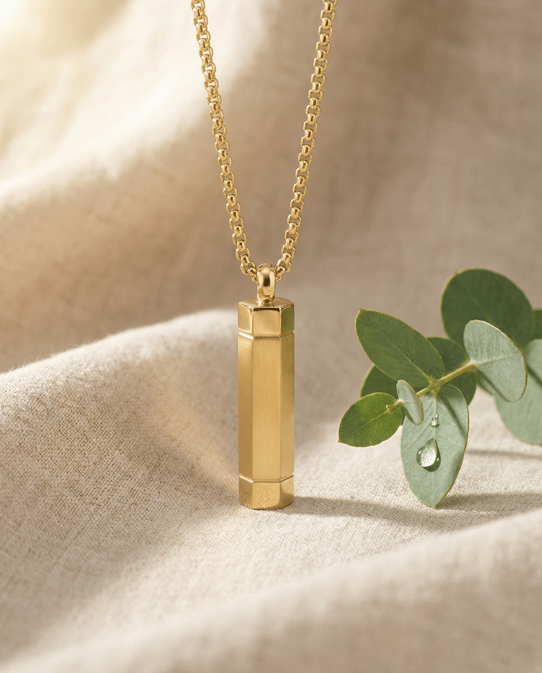 Cara Keepsakes Stainless Steel Gold-Plated Tag Cylinder