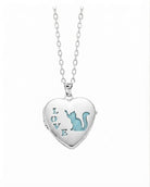 Cara Keepsakes Silver Locket Urns Turquoise Cat Cat Locket Urn