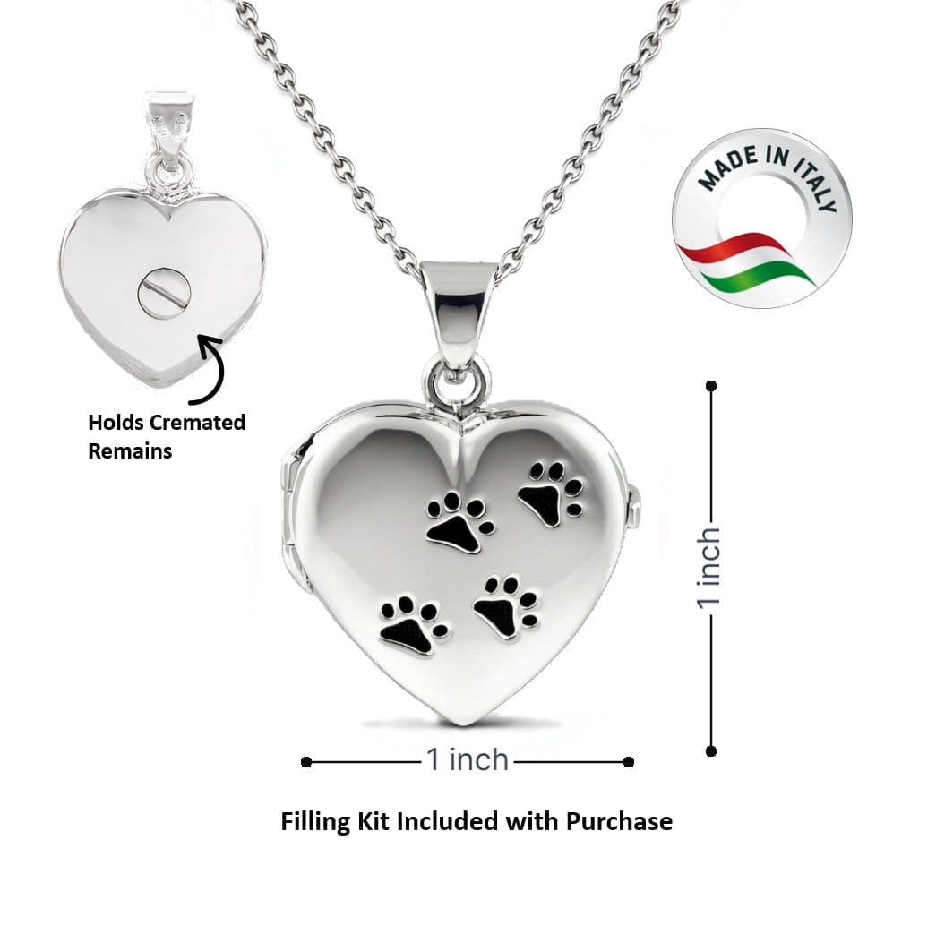 Cara Keepsakes Silver Locket Urns Paw Print Locket Urn