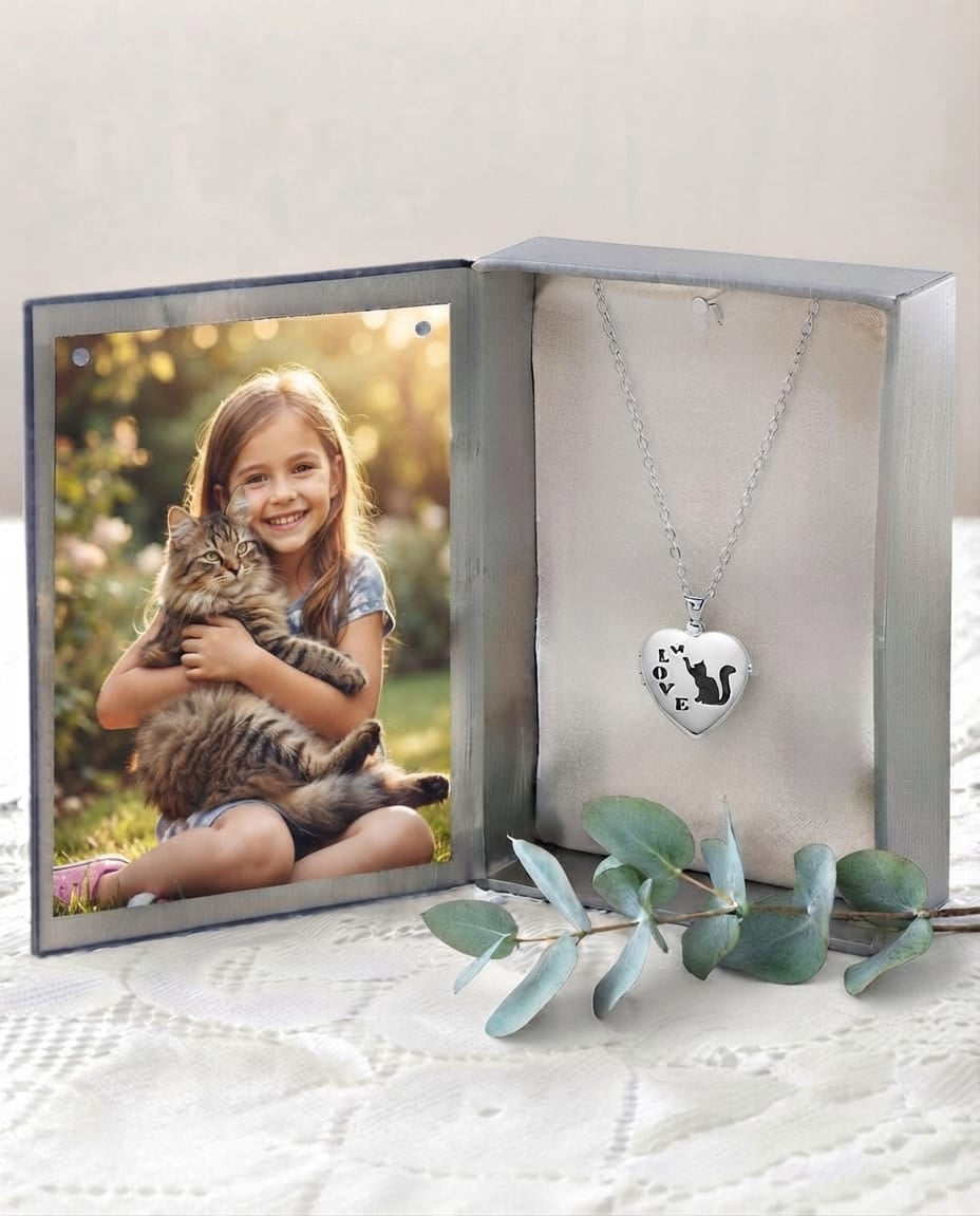 Cara Keepsakes Silver Locket Urns Cat Locket Urn
