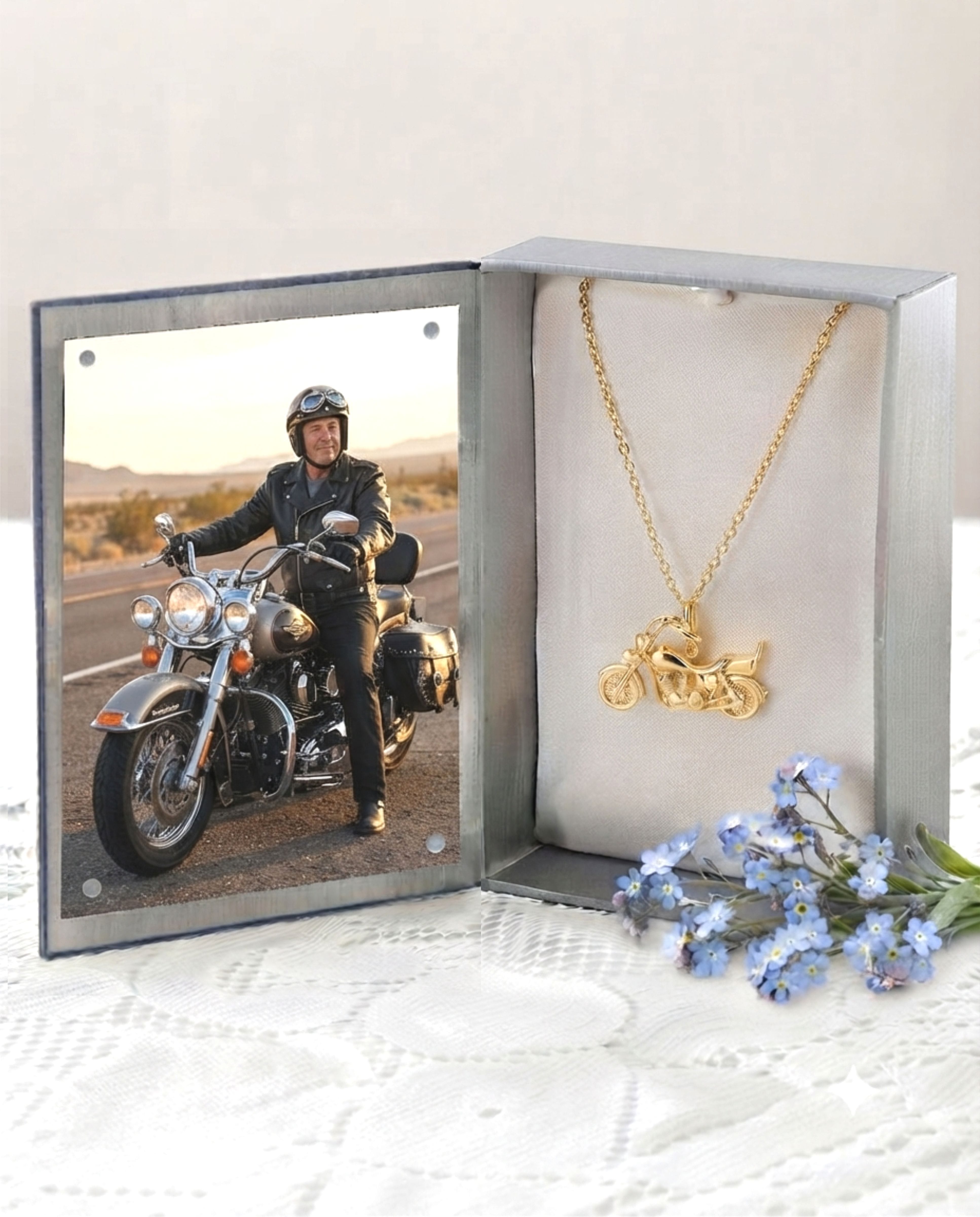 Cara Keepsakes Gold Pendant Urns Gold Motorcycle Pendant Urn (10K)