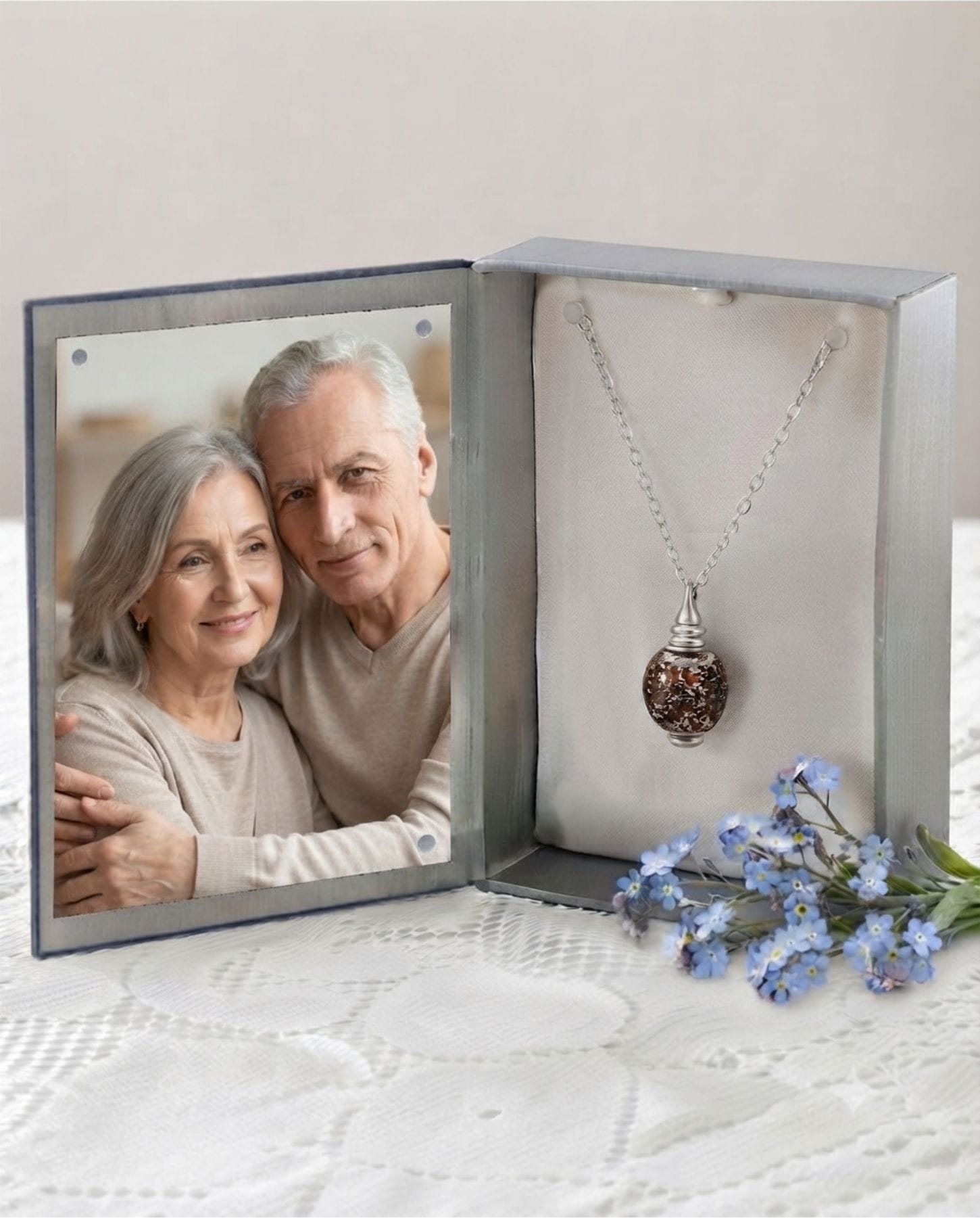 Cara Keepsakes Murano Glass Pendant Urns Murano Glass Pendant Urn - 'Everlasting Embrace' Olive