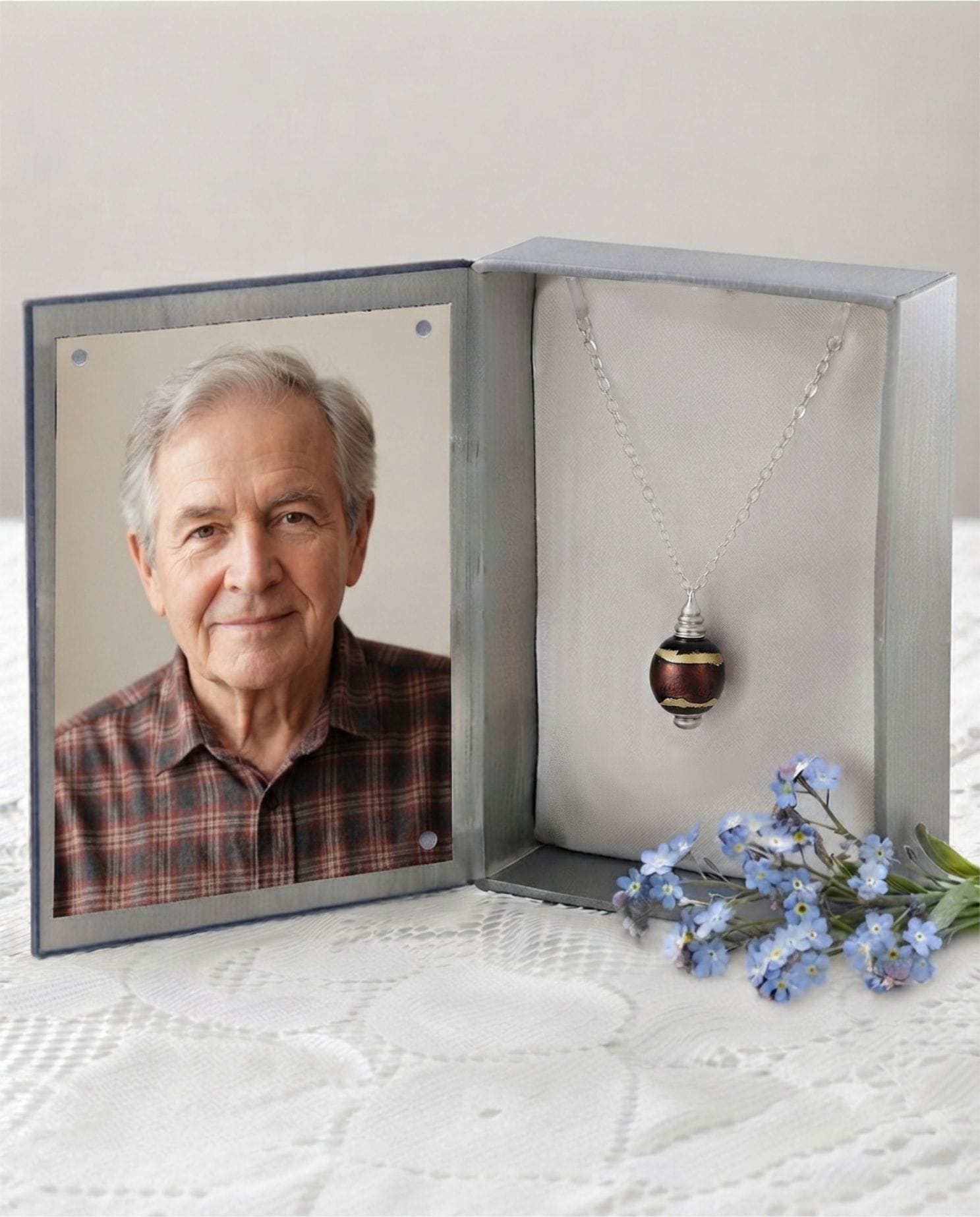 Cara Keepsakes Murano Glass Pendant Urns Murano Glass Pendant Urn - 'Gilded Dreams' Olive