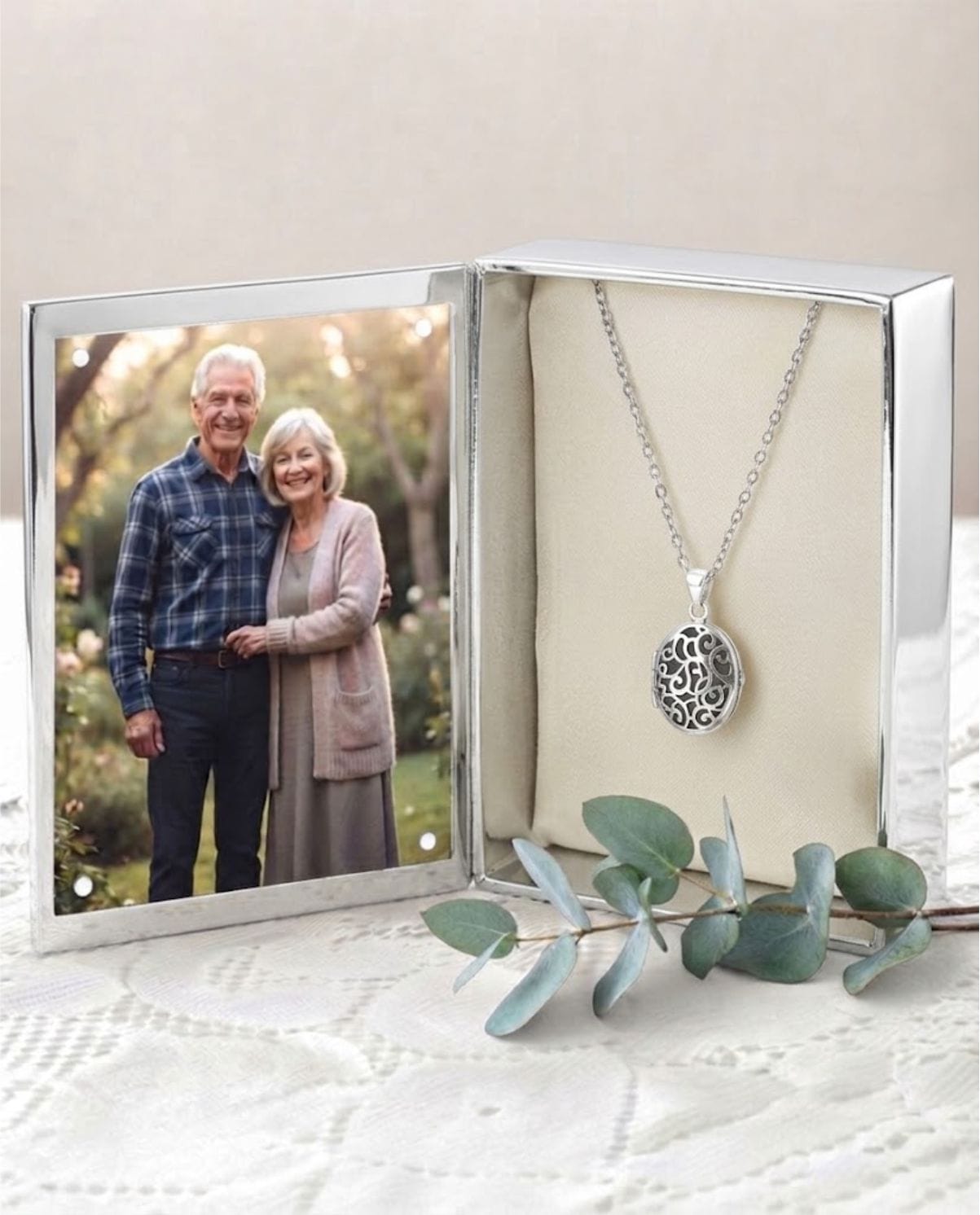 Cara Keepsakes Silver Locket Urns Silver Filigree Oval Locket Urn