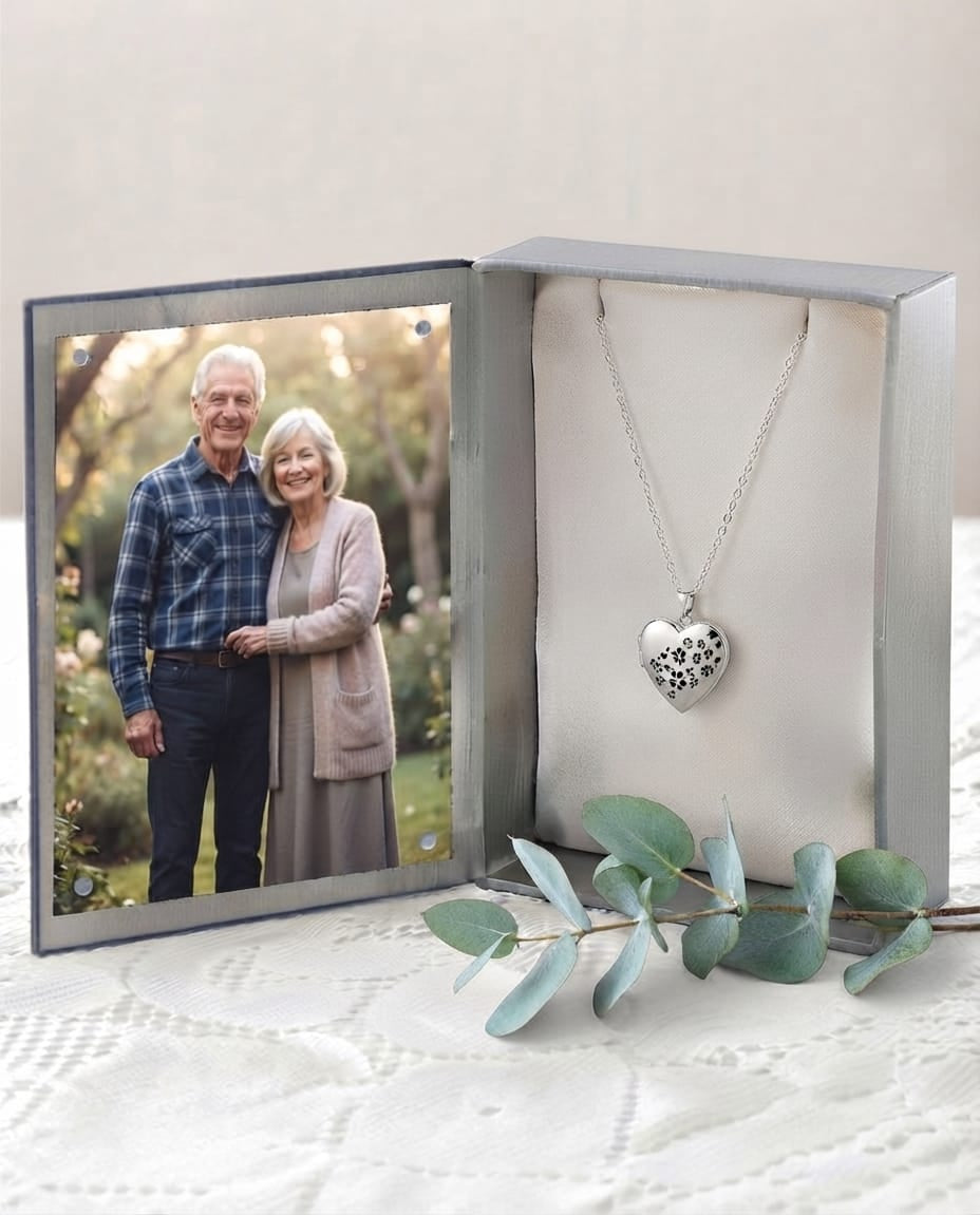 Cara Keepsakes Silver Locket Urns Silver Heart Locket Urn - Flowers