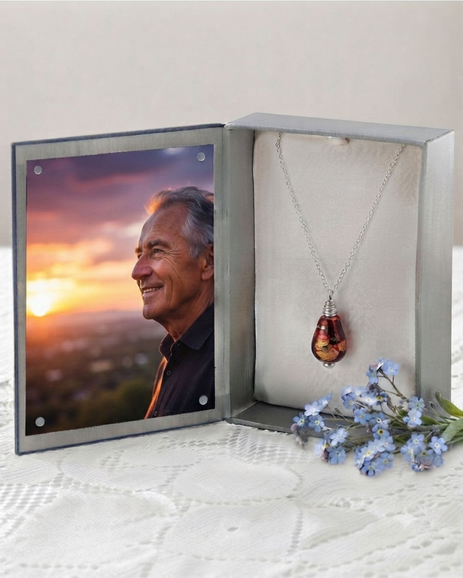 Cara Keepsakes Murano Glass Pendant Urns Murano Glass Pendant Urn - 'Beyond the Sunset' Drop