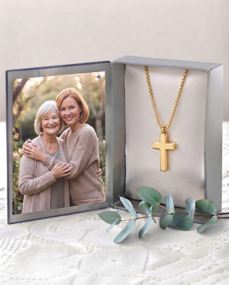 Cara Keepsakes Stainless Steel Gold-Plated Stainless Steel Cross Pendant Urn