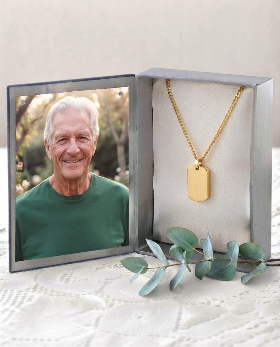 Cara Keepsakes Stainless Steel Gold-Plated Stainless Steel Tag Pendant Urn