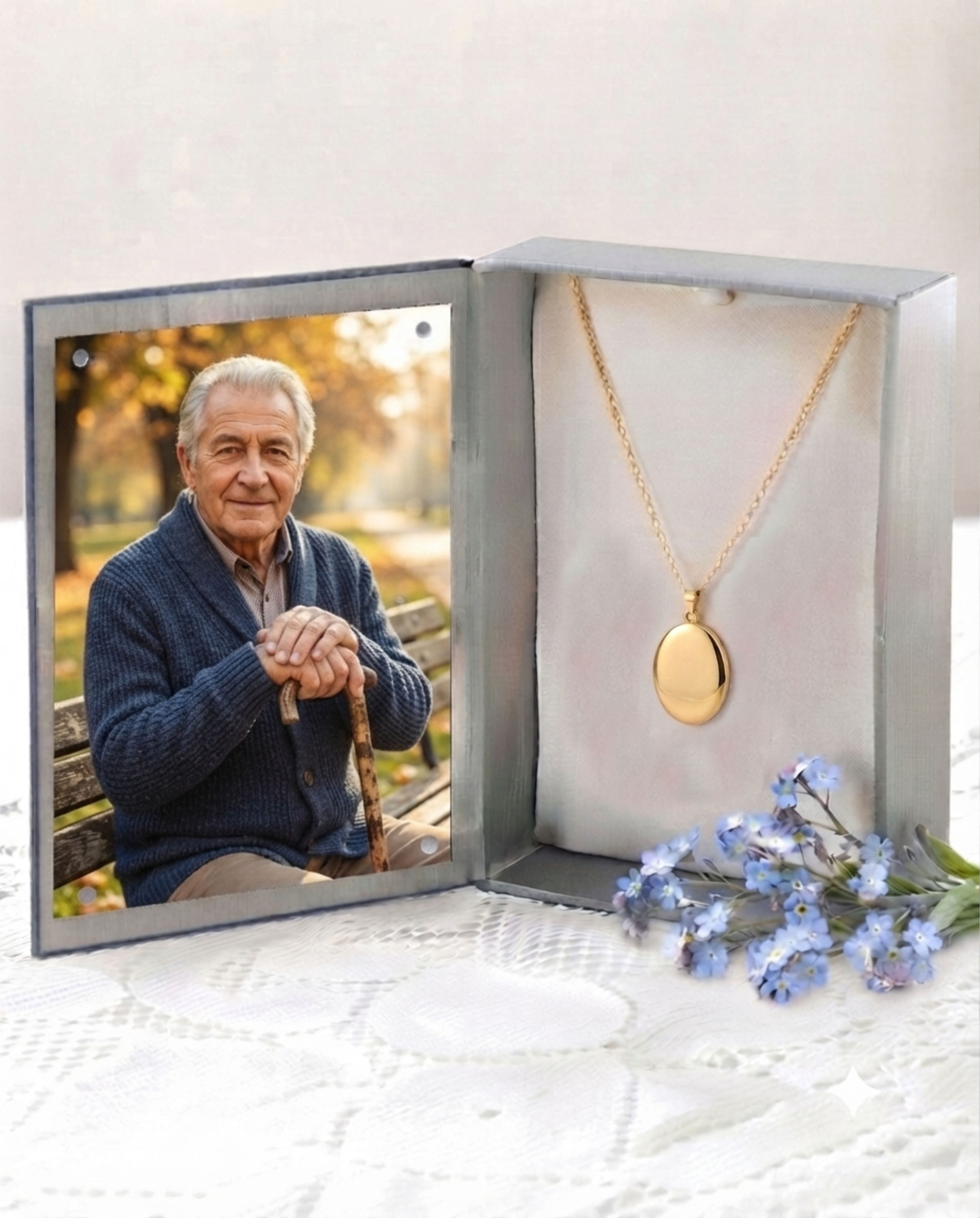 Cara Keepsakes Gold Pendant Urns Gold Oval Pendant Urn (10K)