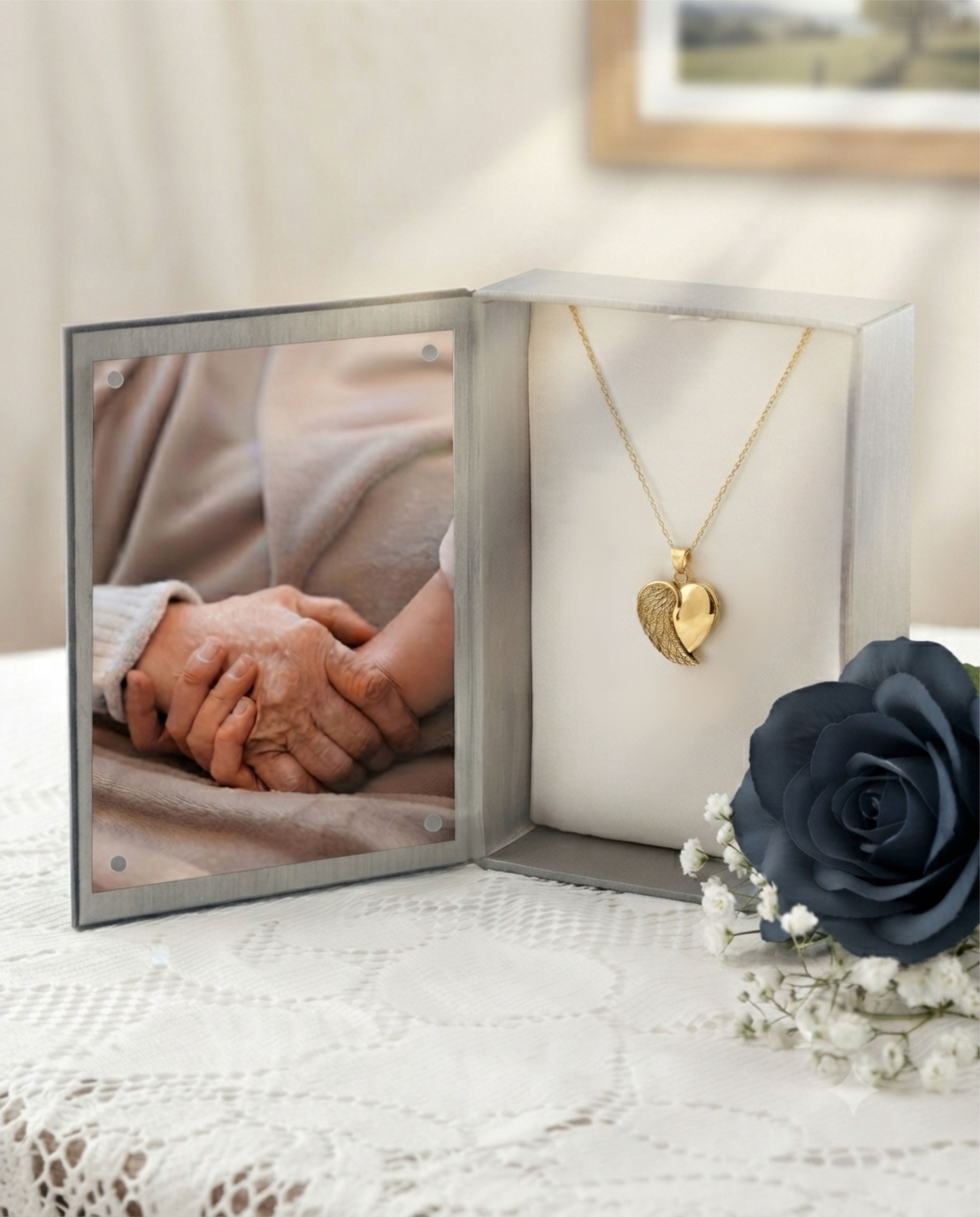 Cara Keepsakes Gold Pendant Urns Gold Angel Wing Pendant Urn (10K)