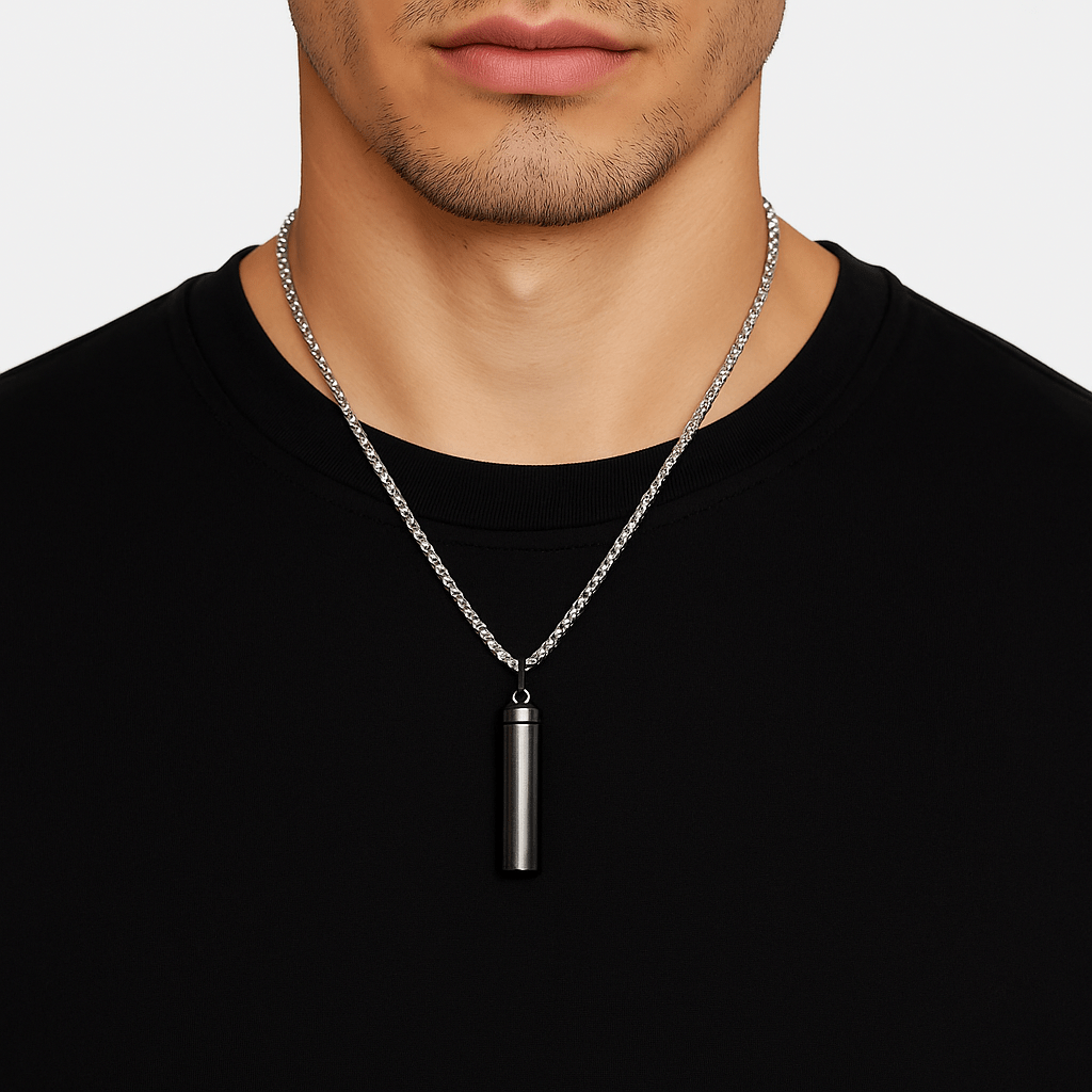 Cara Keepsakes Stainless Steel Black Stainless Steel Cylinder Urn