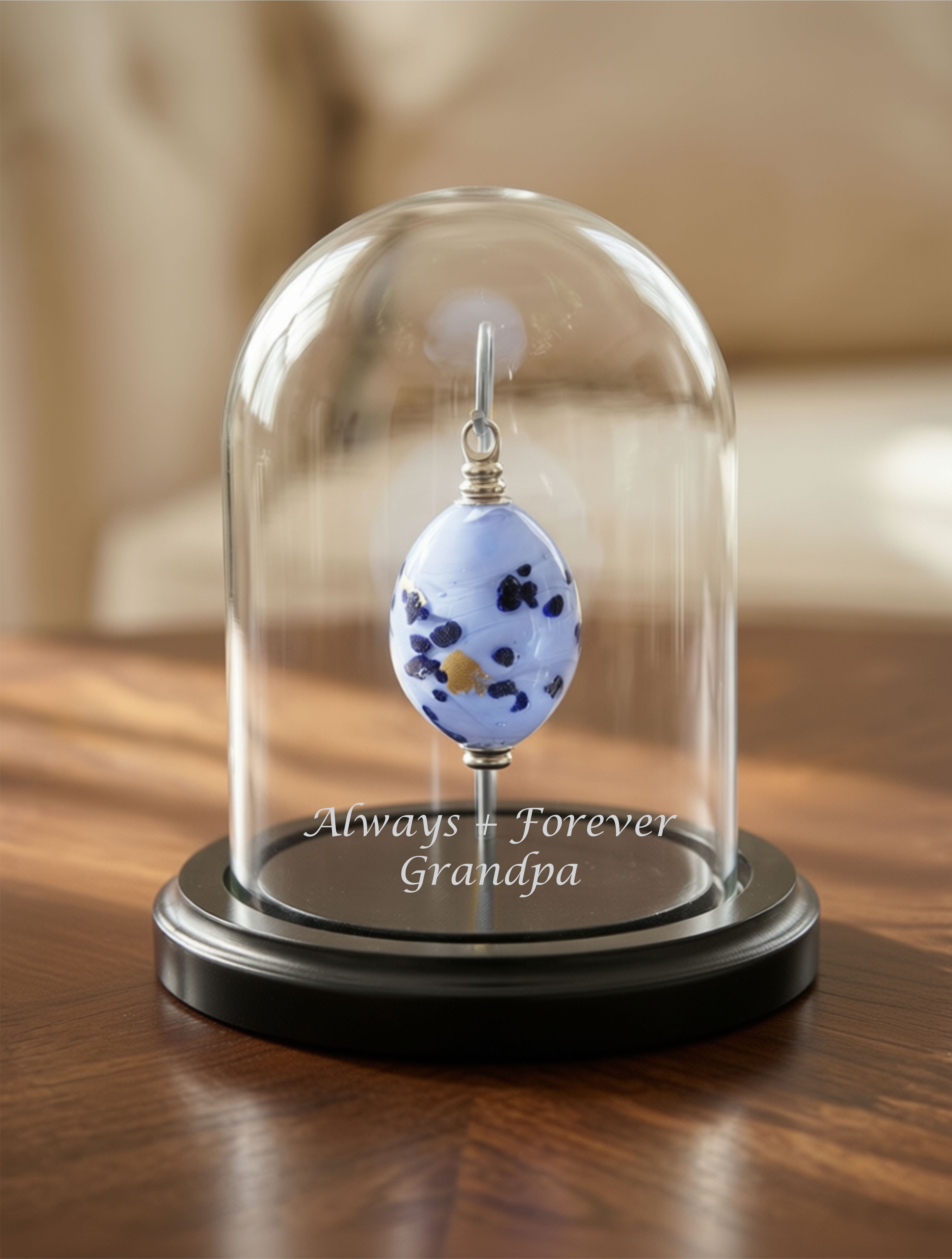 Cara Keepsakes Keepsake Urn Mini Urn with Glass Dome Keepsake Urn - "Ocean Mist"