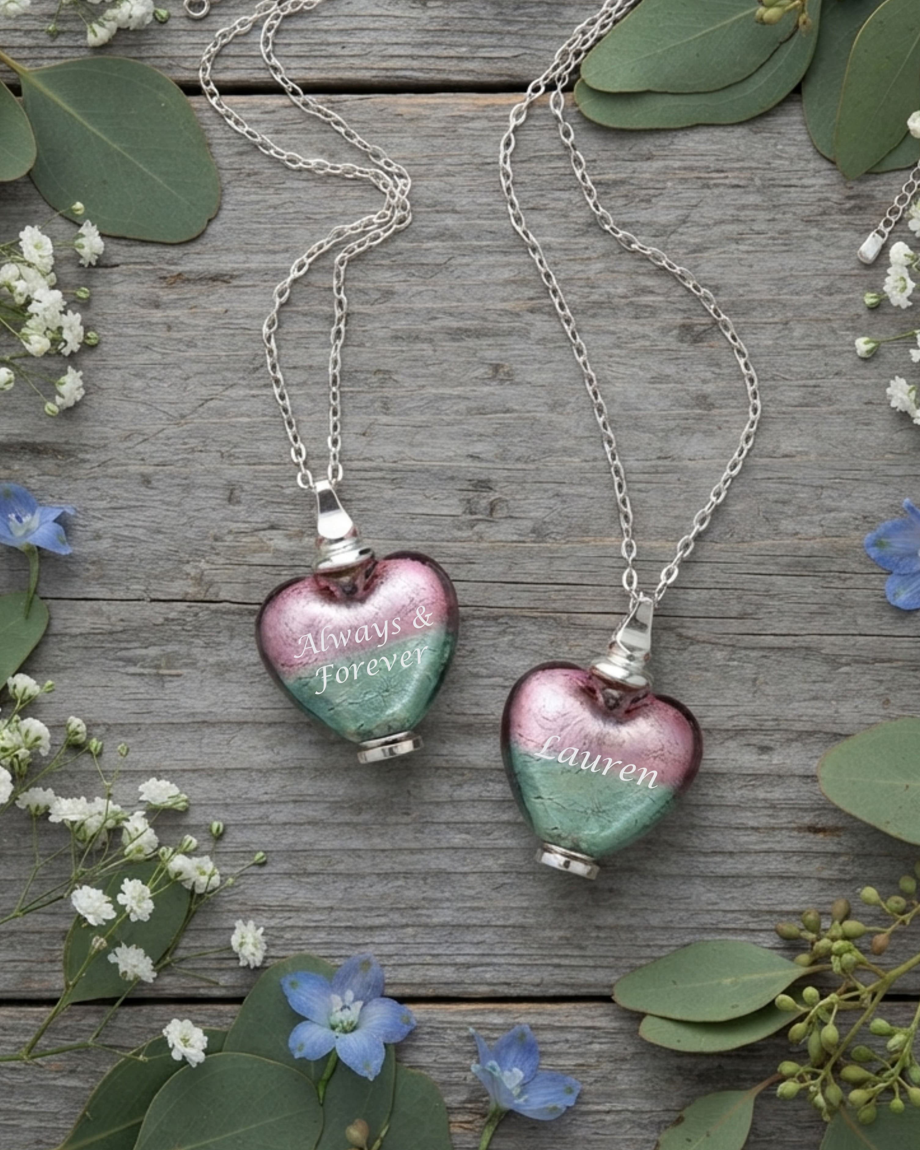 Cara Keepsakes Murano Glass Heart Urns Murano Glass Heart Urn - 'Enchanted Bliss'
