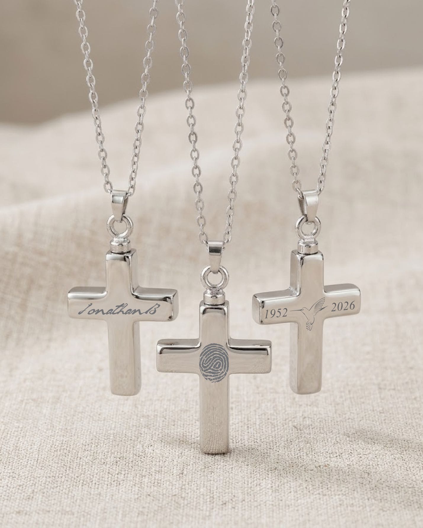 Cara Keepsakes Silver Pendant Urns Hammered Cross Pendant Urn