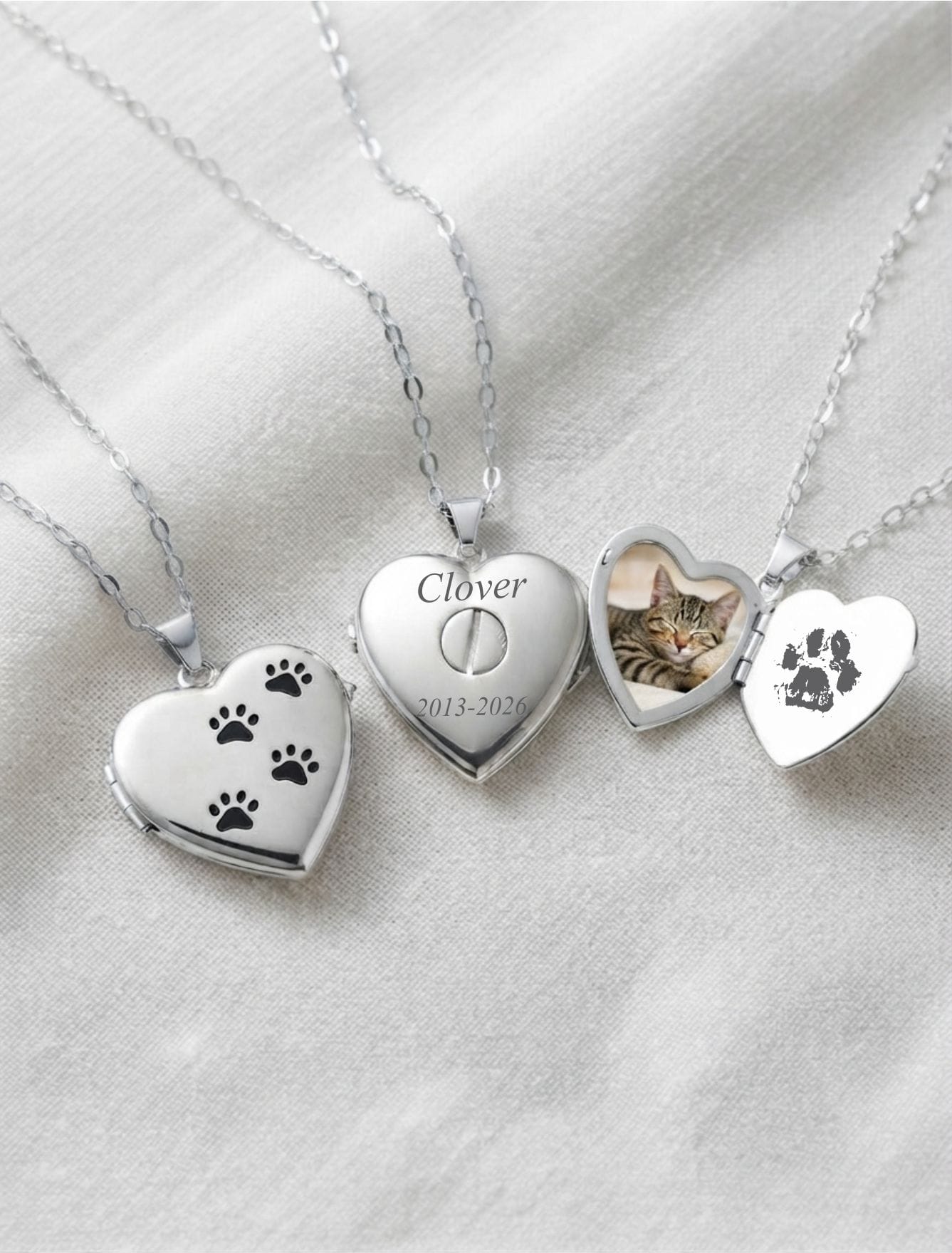 Cara Keepsakes Silver Locket Urns Paw Print Locket Urn