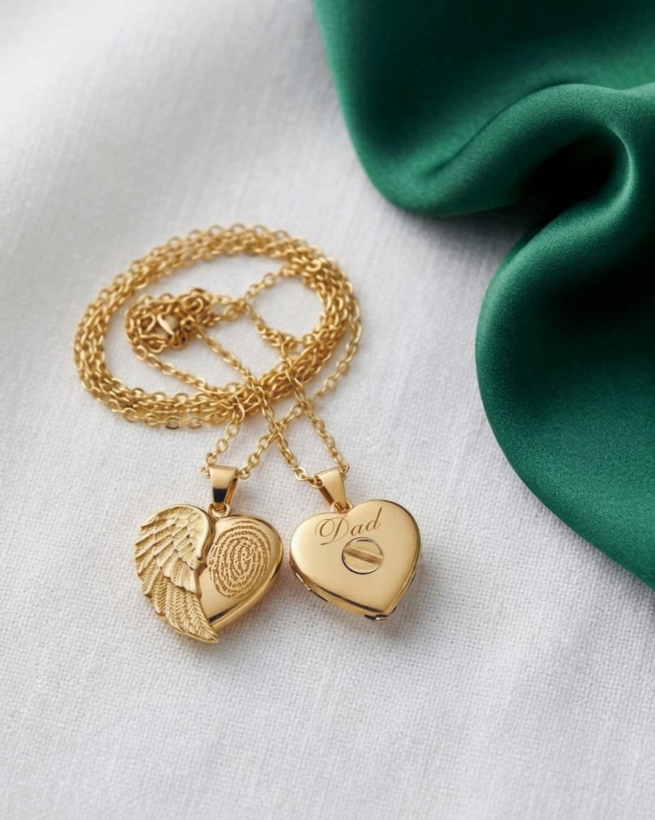 Cara Keepsakes Gold Pendant Urns Gold Angel Wing Pendant Urn (10K)