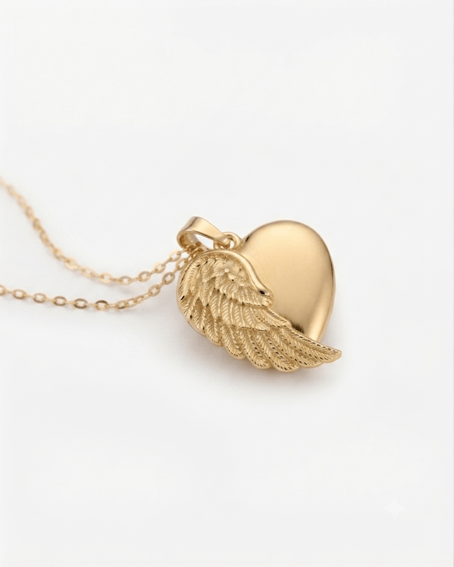 Cara Keepsakes Gold Pendant Urns Gold Angel Wing Pendant Urn (10K)