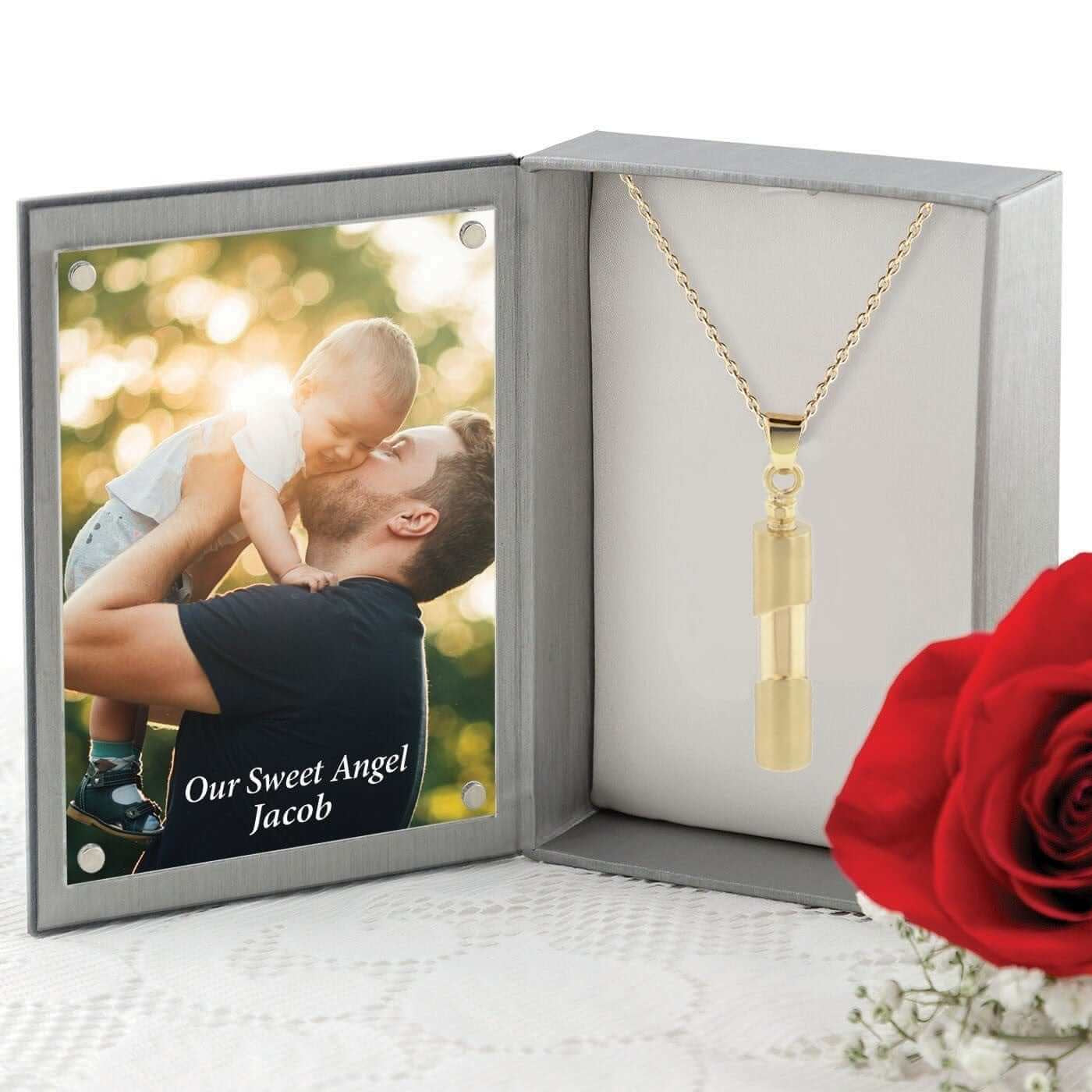 Cara Keepsakes Gold Pendant Urns Gold Cylinder Pendant Urn (10K)