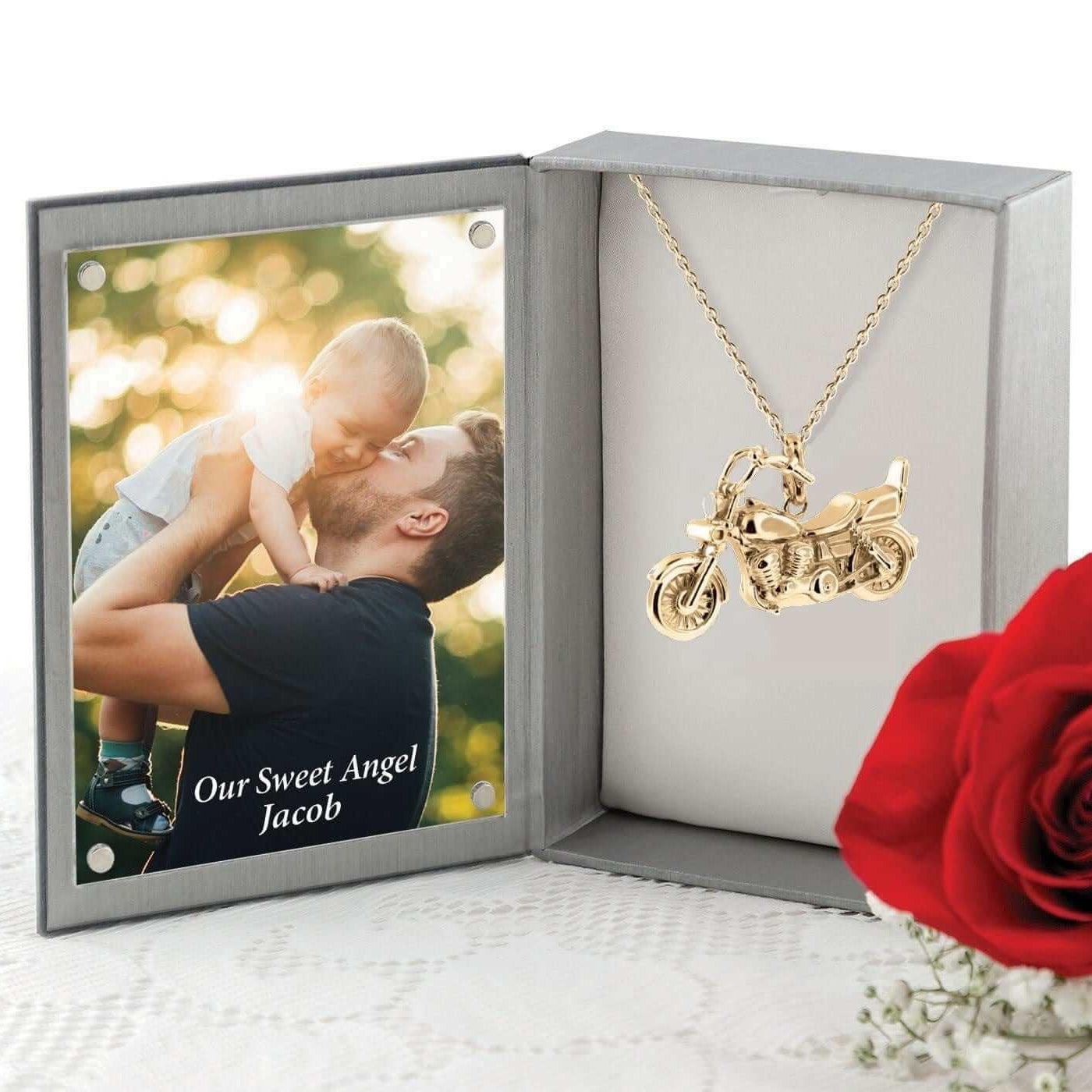 Cara Keepsakes Gold Pendant Urns Gold Motorcycle Pendant Urn (10K)
