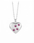 Cara Keepsakes Silver Locket Urns Pink Paw Prints Paw Print Locket Urn