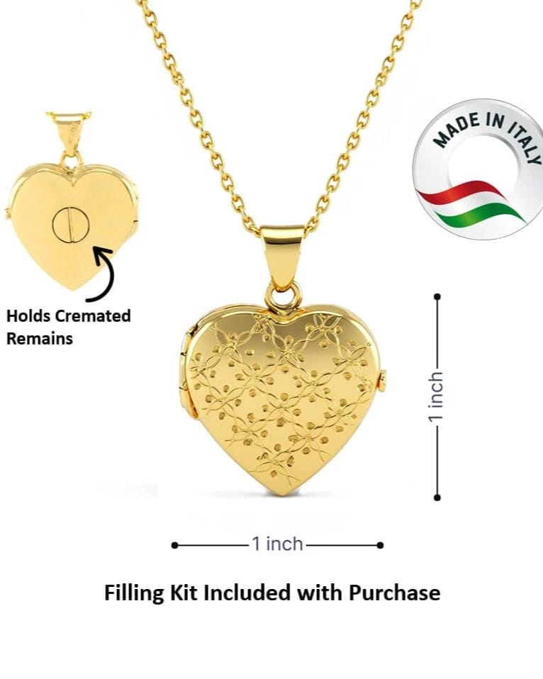 Cara Keepsakes Gold Locket Urns Gold Heart Locket Urn - Diamond Cut (10K)