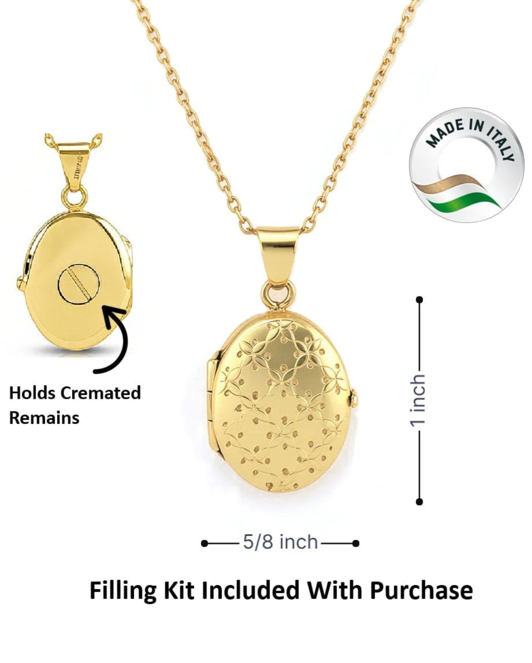 Cara Keepsakes Gold Locket Urns Gold Oval Locket Urn - Diamond Cut (10K)