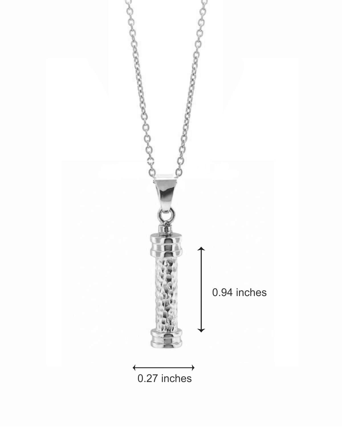 Cara Keepsakes Silver Pendant Urns Hammered Cylinder Pendant Urn
