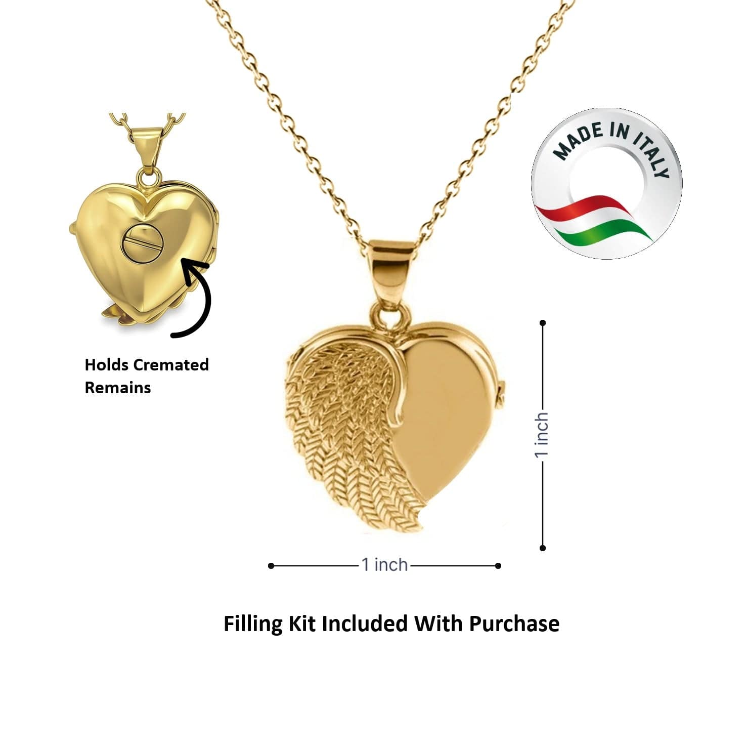 Cara Keepsakes Gold Locket Urns Gold Angel Wing Locket Urn (10K)