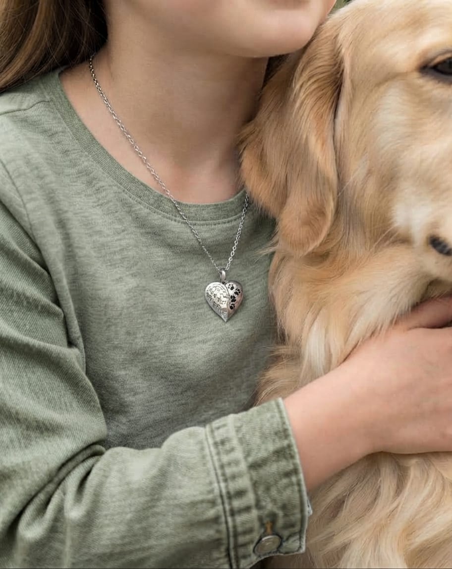 Cara Keepsakes Stainless Steel Stainless Steel Angel Wing Urn with Paw Prints