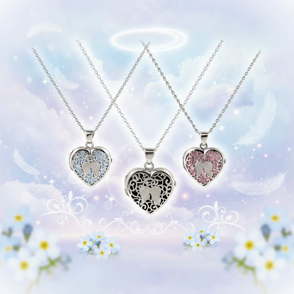 Cara Keepsakes Silver Locket Urns Angel Heart Locket Urn