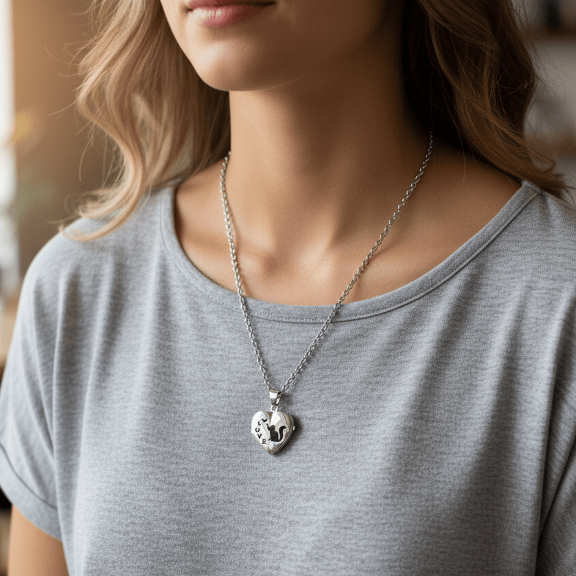 Cara Keepsakes Silver Locket Urns Cat Locket Urn