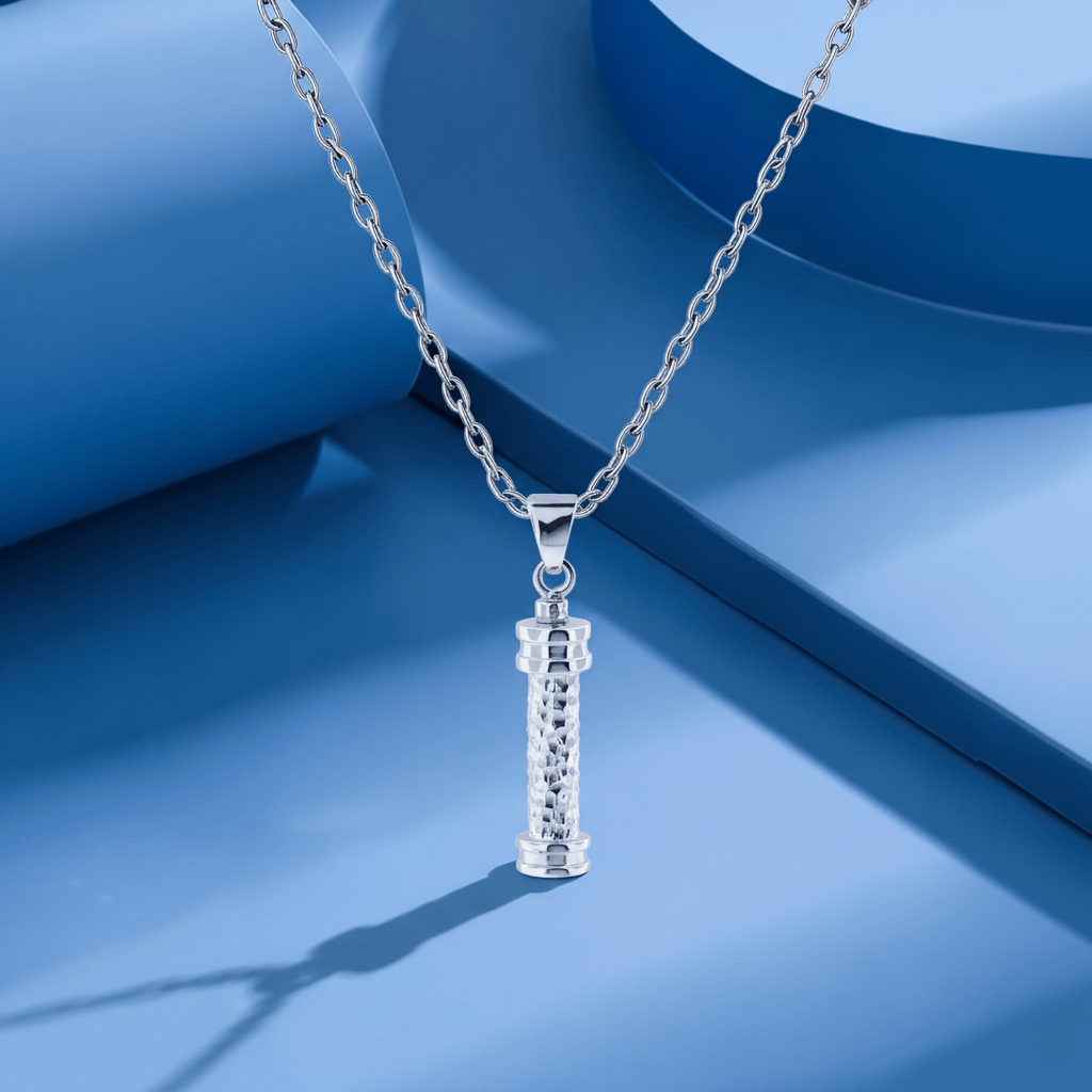 Cara Keepsakes Silver Pendant Urns Hammered Cylinder Pendant Urn