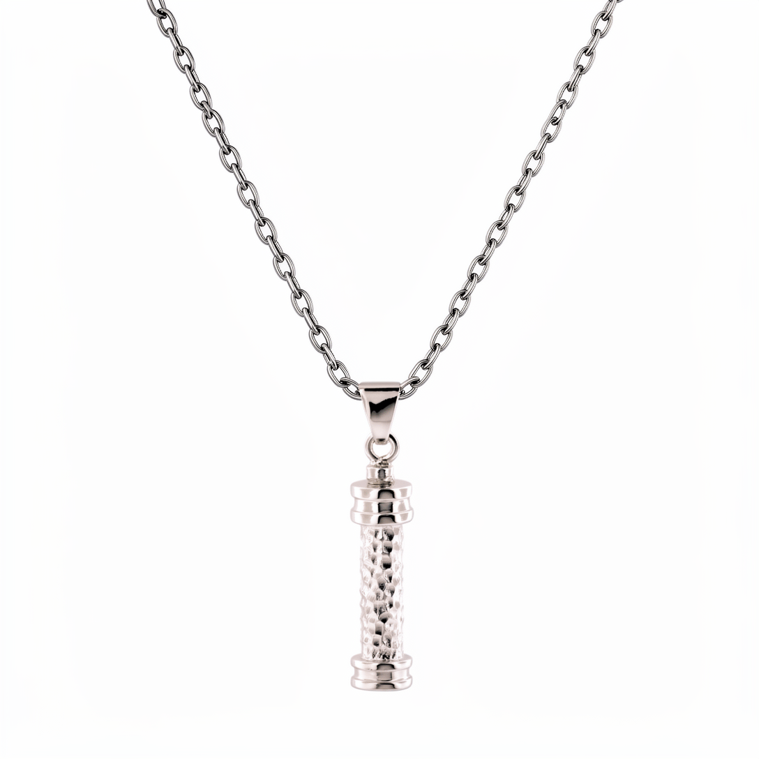 Cara Keepsakes Silver Pendant Urns Hammered Cylinder Pendant Urn