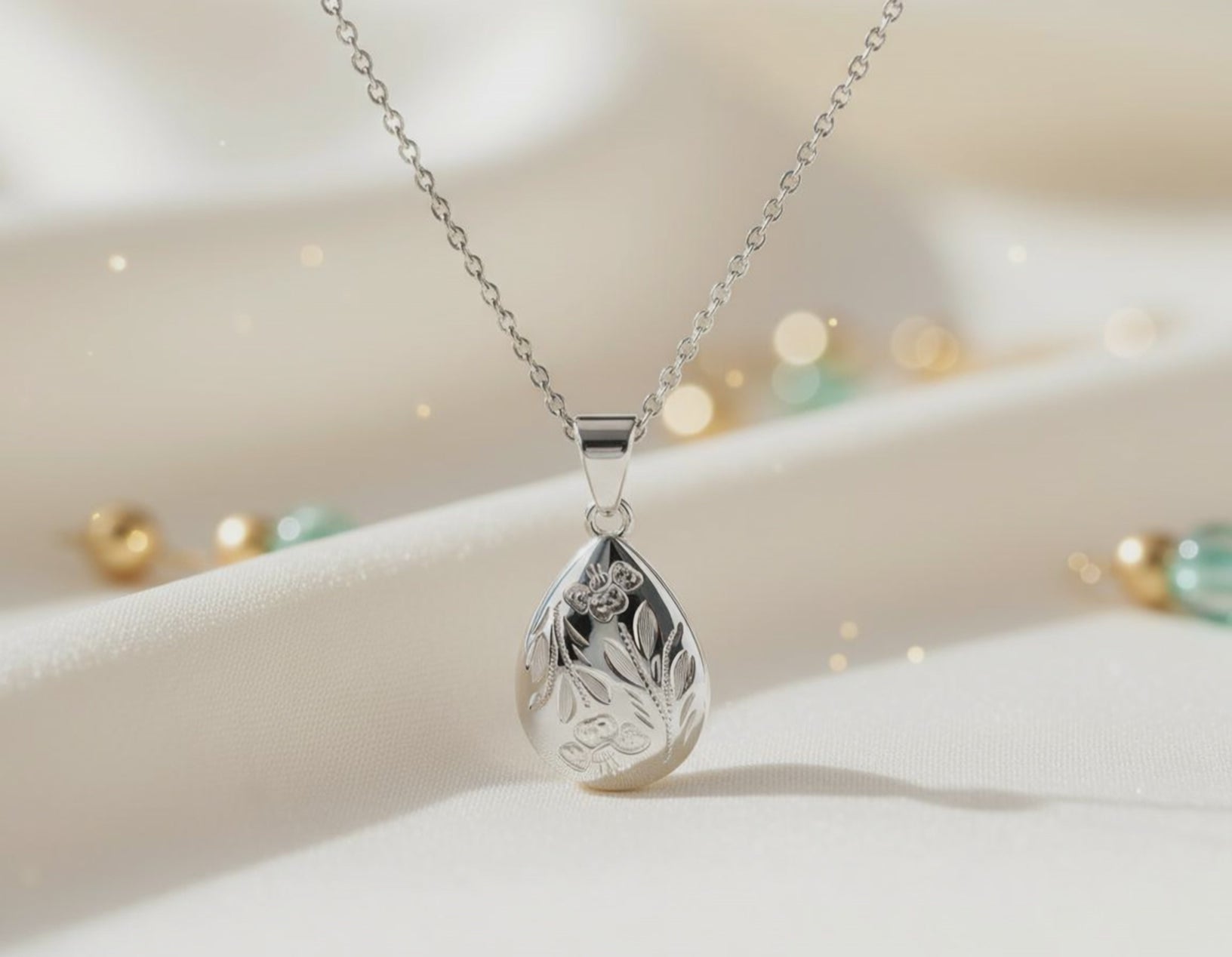 Silver Poppy Pendant Urn 
