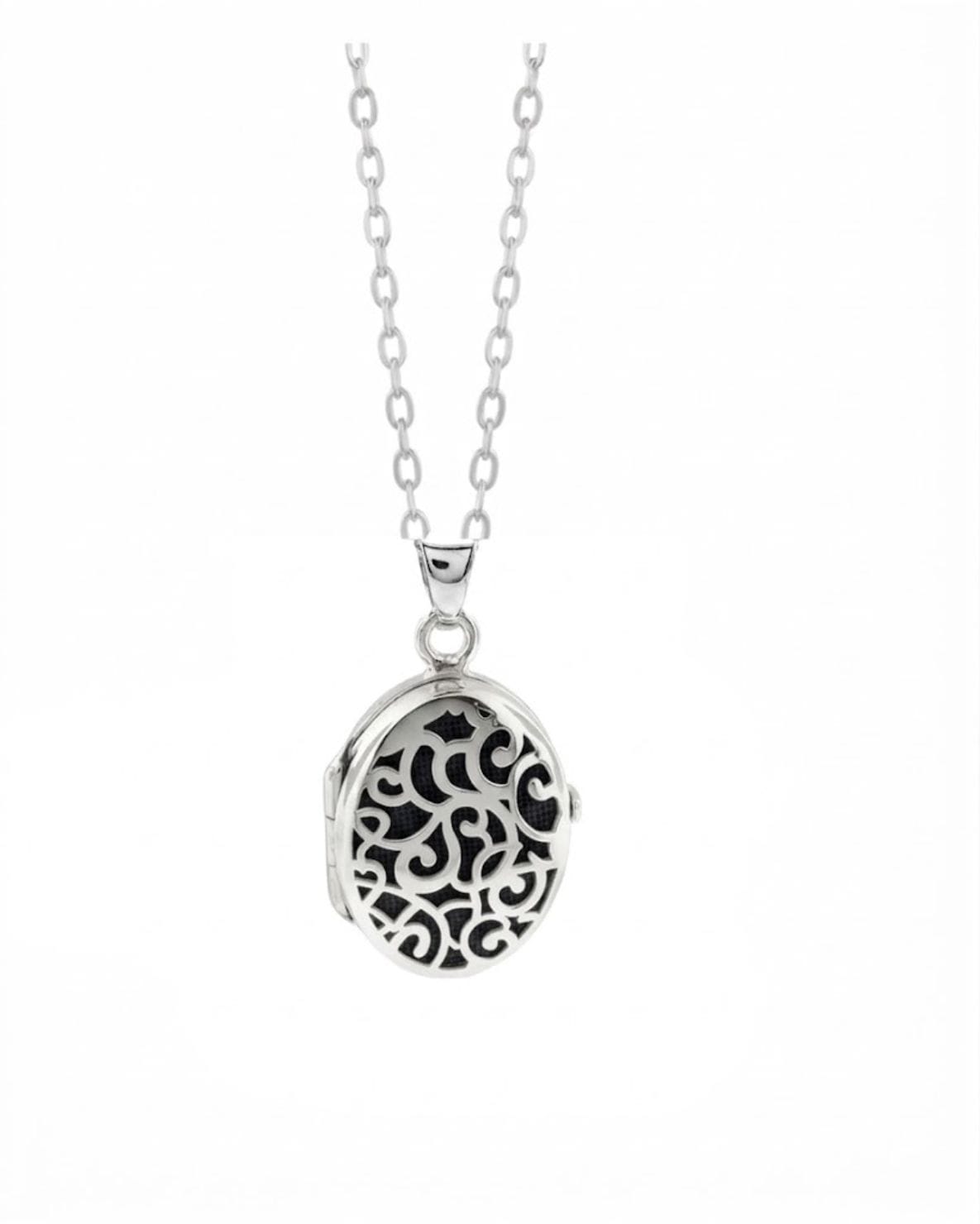 Cara Keepsakes Silver Locket Urns Black Silver Filigree Oval Locket Urn