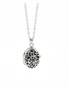 Cara Keepsakes Silver Locket Urns Black Silver Filigree Oval Locket Urn