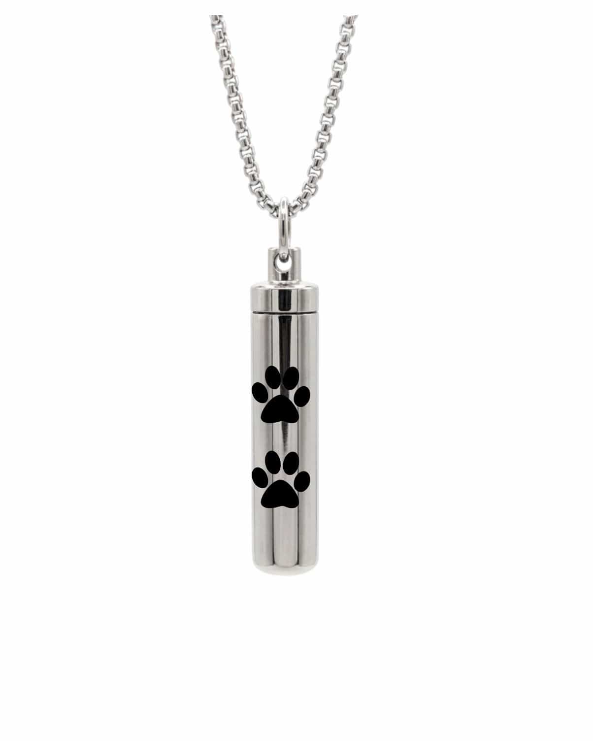 Cara Keepsakes Stainless Steel Stainless Steel Paw Print Cylinder Urn