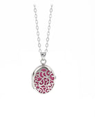 Cara Keepsakes Silver Locket Urns Magenta Silver Filigree Oval Locket Urn