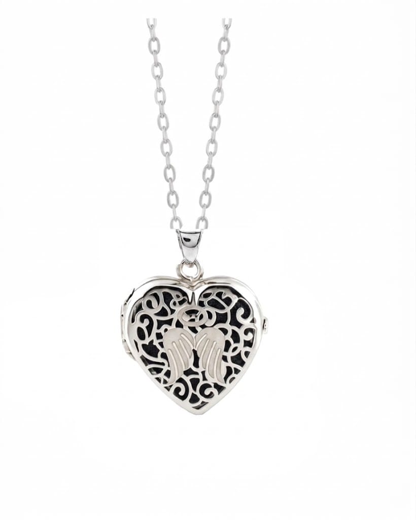 Cara Keepsakes Silver Locket Urns Angel Heart Locket Urn