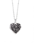 Cara Keepsakes Silver Locket Urns Black Silver Filigree Heart Locket Urn