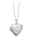 Cara Keepsakes Silver Locket Urns Turquoise Silver Heart Locket Urn - Flowers