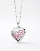 Cara Keepsakes Silver Locket Urns Magenta Silver Heart Locket Urn - Flowers